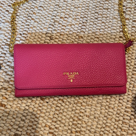 Prada Fuchsia Leather Chain Clutch - Picture 1 of 9